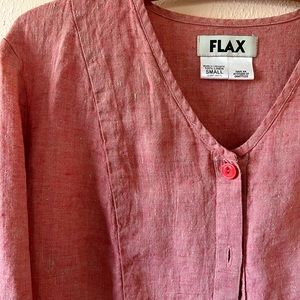 FLAX (S) Button Front Linen Jacket/Shirt in Dusty Coral